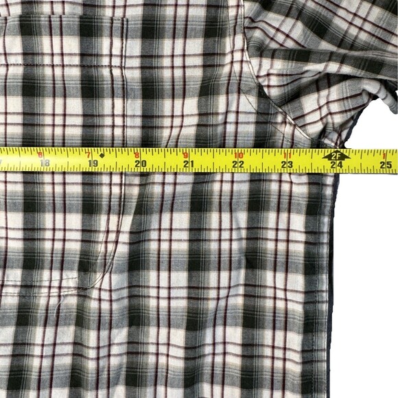 VTG Chaps Ralph Lauren Plaid Button Down Shirt Men's Large Tan Green Cream Brown - Picture 7 of 11